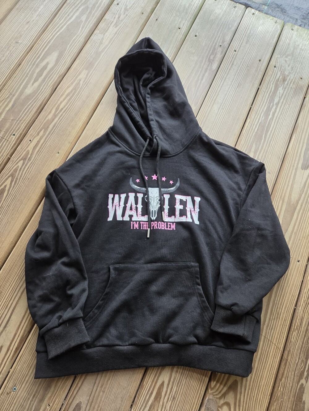 Morgan Wallen "I'm The Problem" Bull Skull Graphic Hoodie - Pink & Black Size L
